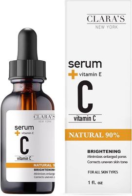 CLARA&#39;S NEW YORK Vitamin C Facial Serum with Hyaluronic Acid, Ascorbic Acid, Niacinamide, Probiotics Reduce Dark Spot, Acne, Scars Brightening, Antioxidant, Minimize pores 30ml Made In USA