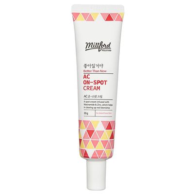 Millford AC On-Spot Cream 30g1.05 Oz, Zinc Oxide 10, Niacinamide 2, Acne Care, Blemish Treatment, Dark Spot, Korean Skincare