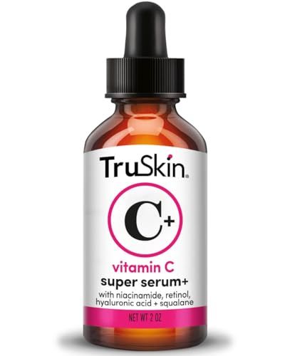 TruSkin Vitamin C Super Serum - Niacinamide, Retinol, Hyaluronic &amp; Salicylic Acid - All-in-One Anti Aging Serum for Face - Improve Appearance of Dark Spots, Firmness for Brighter Looking Skin, 2 Fl Oz