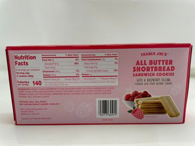 Trader Joe's All Butter Shortbread Sandwich Cookies with Raspberry Filling Pack of 4 Boxes