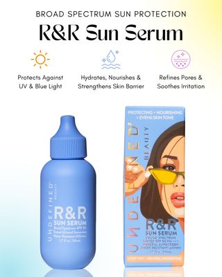 Undefined Beauty R&R Sun Serum SPF 50 - Tinted Mineral Sunscreen with Niacinamide, Broad Spectrum Protection & Blue Light Defense Light TintNeutral Undertone
