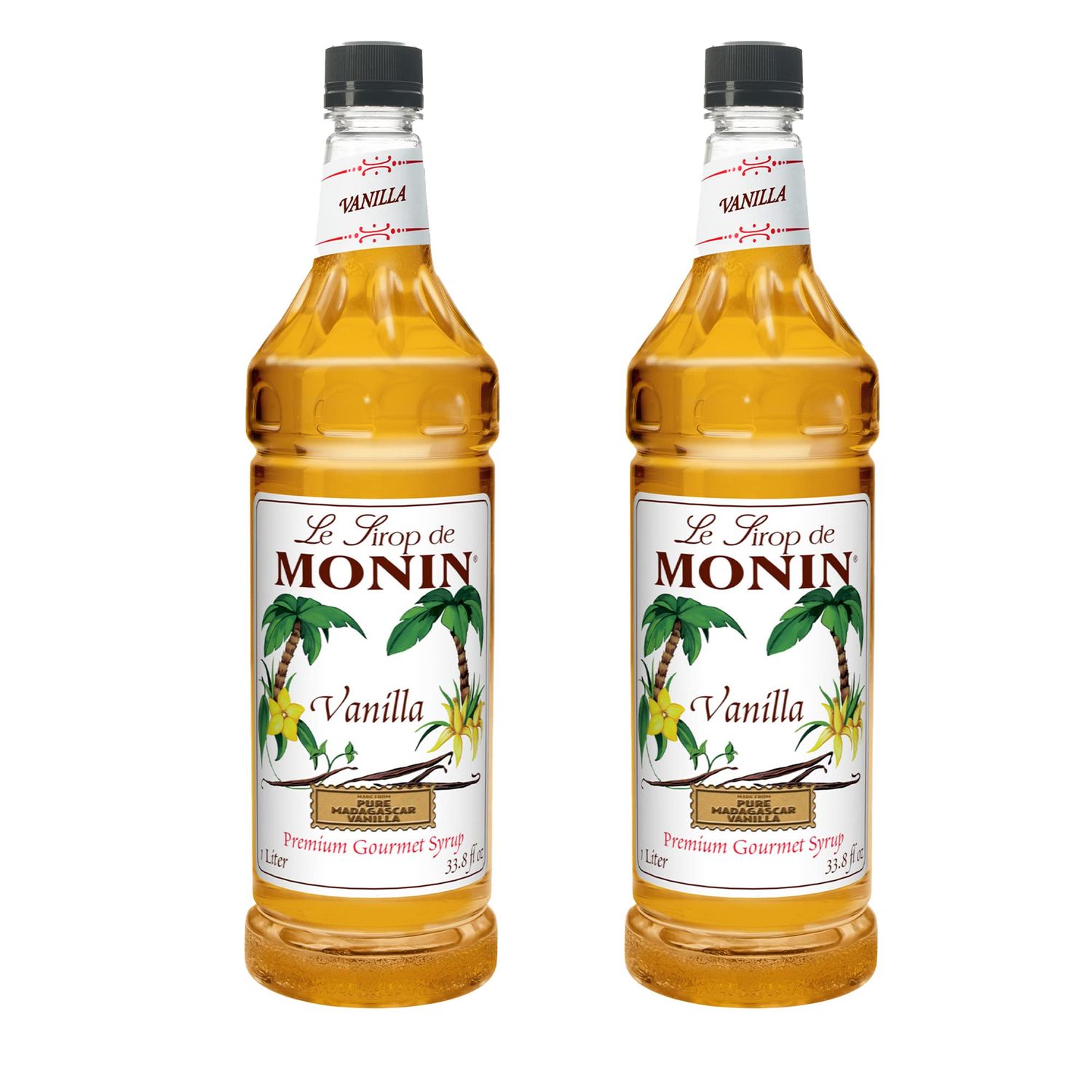 Monin - Vanilla Syrup, Versatile Flavor, Great for Coffee, Shakes, and Cocktails, Gluten-Free, Non-GMO 1 Liter, 2-Pack