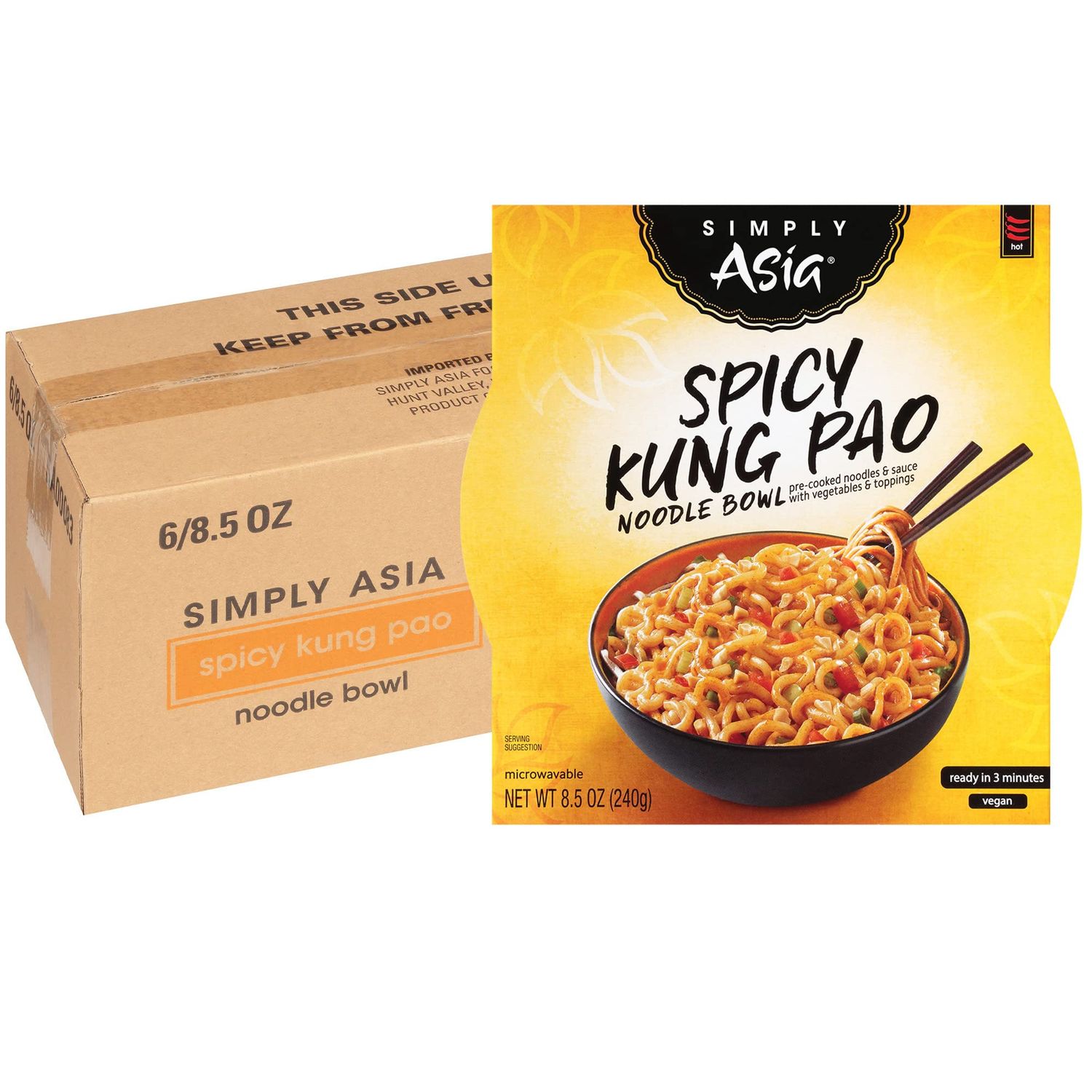 Simply Asia Spicy Kung Pao Noodle Bowl, 8.5 oz Pack of 6