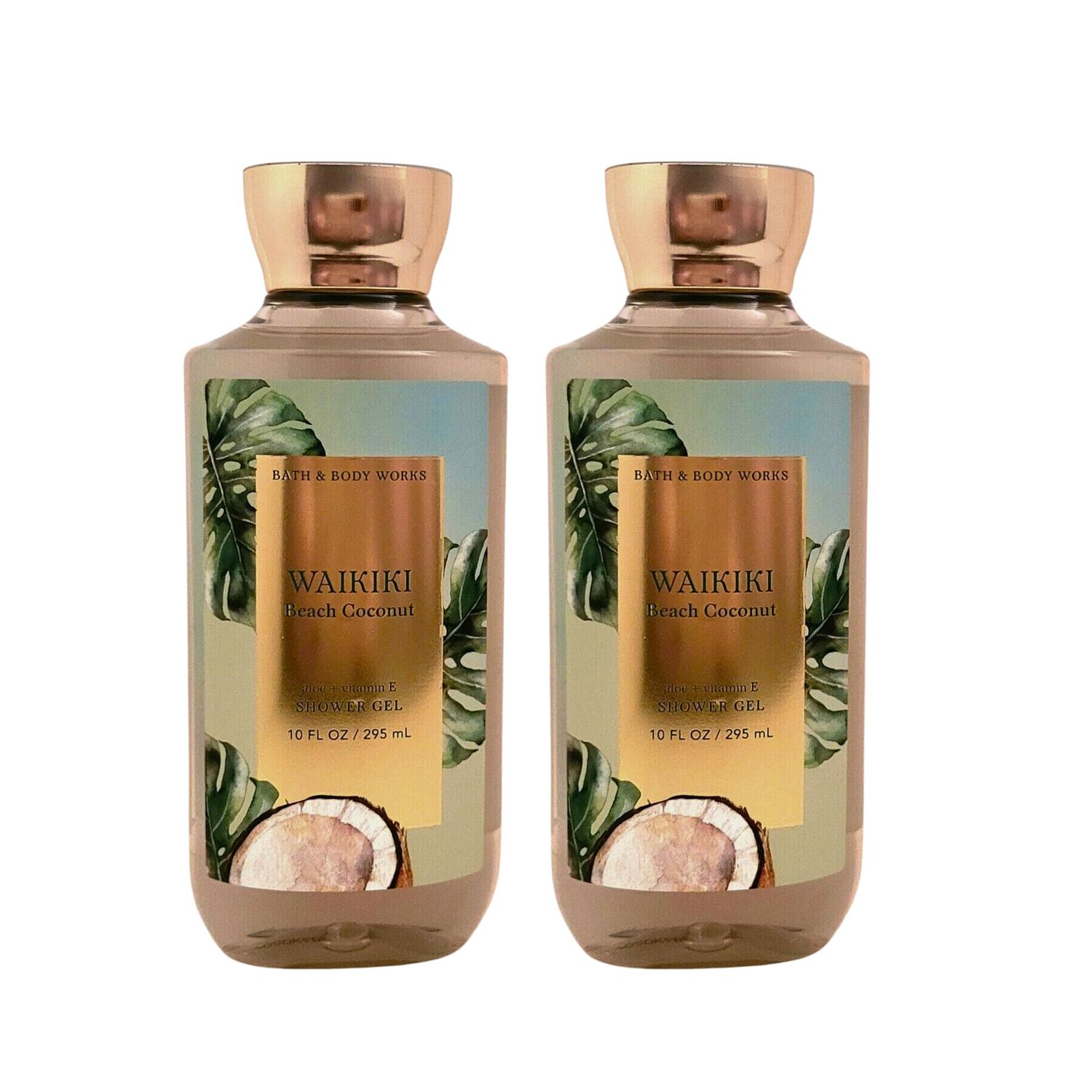 Bath &amp; Body Works Shower Gel, Gift Set of 2, 10oz Each Waikiki Beach Coconut