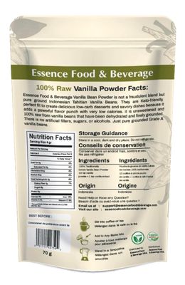 Raw Vanilla Bean Powder - 2.5Oz No Sugar, Perfect For Baking, Coffee, Purely Grounded &amp; Unsweetened