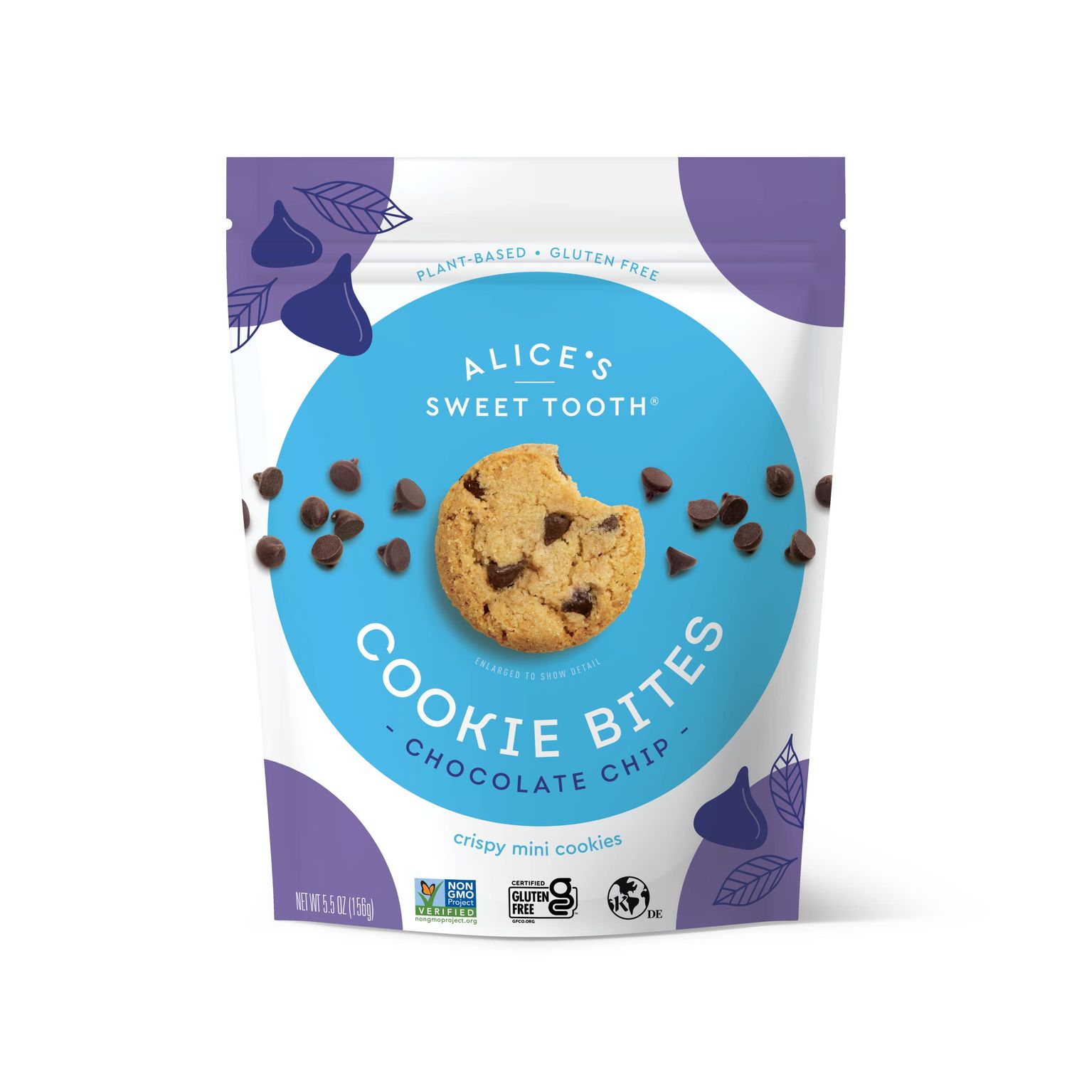 Alice&#39;s Sweet Tooth Chocolate Chip Cookie Bites - Gluten-Free, Vegan, Crunchy Mini-Cookies - Plant-Based, Dairy-Free, Grain-Free, Soy-Free, Kosher - 5.5 ounces