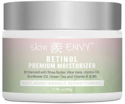 Skin ENVY Retinol Anti-Aging Cream - With Hyaluronic Acid, Shea Butter, Vitamin E &amp; Green Tea Hydrating, Nourishing &amp; Wrinkle-Reducing 20 of Profits Donated to USA Childrens Charities 1.7oz