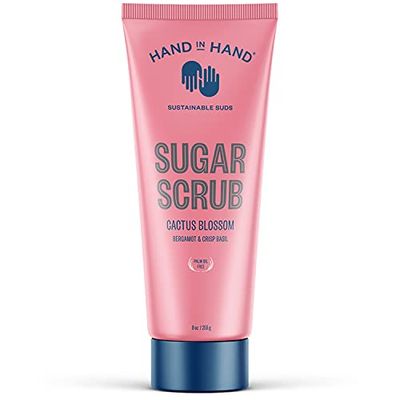 Hand in Hand Sugar Scrub, Gentle Exfoliation For All Skin Types, 9 Ounce, Bergamot &amp; Crisp Basil, Cactus Blossom Scent, Single