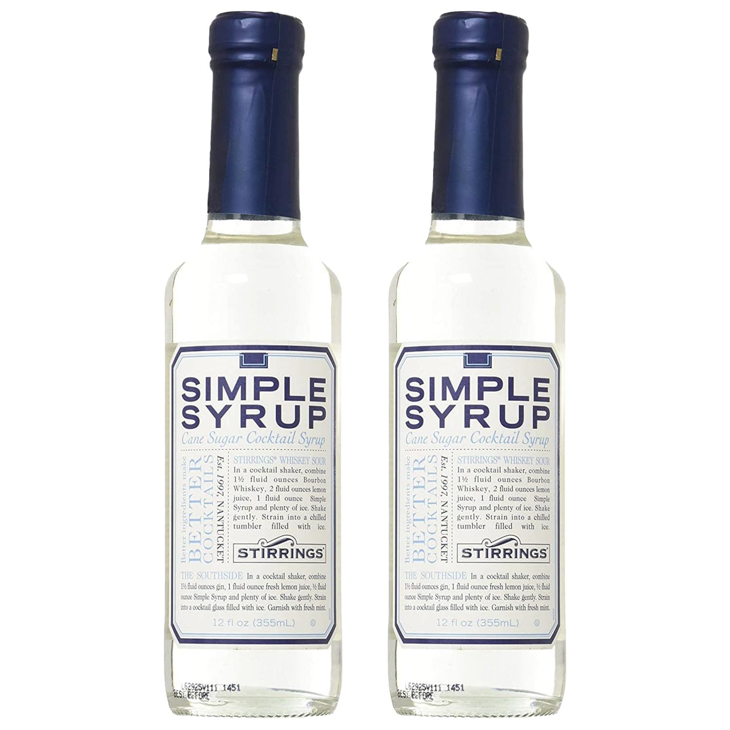 Stirrings 2 Pack Simple Syrup Bitters 355ml Bottles - Real Ingredients No Preservatives Low Calories - Drink Mixer