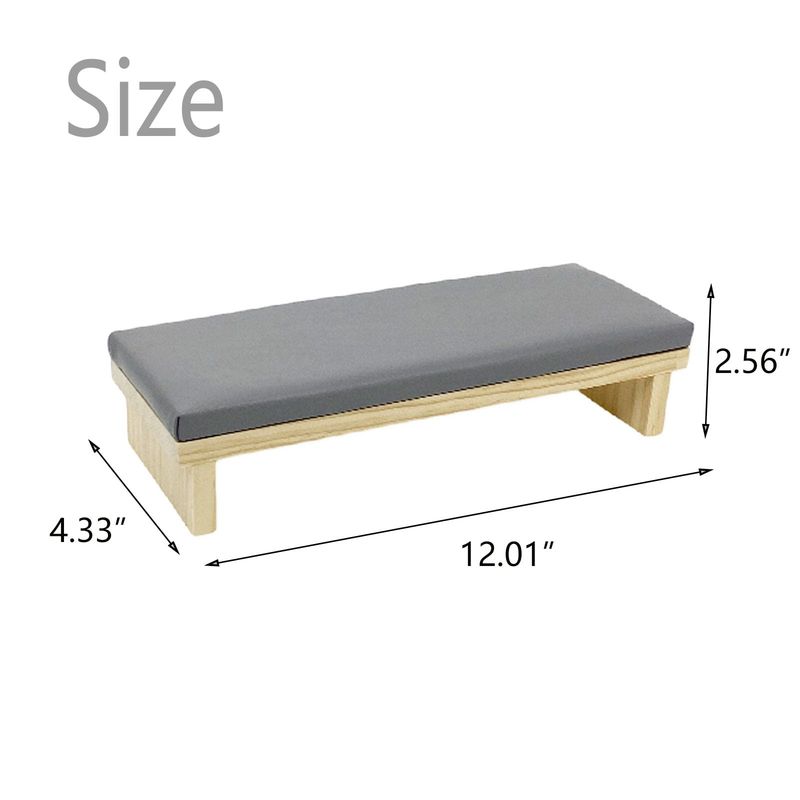 TANG SONG Rectangle Sponge Manicure Hand Rest Pillow Wooden Nail Stand Hand Holder Nail Table Manicure Armrest Cushion Grey-4.1x 11.8 LxW