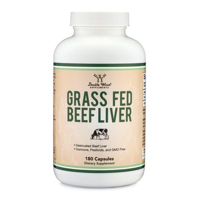 Beef Liver Capsules 1,000mg of Grass Fed, Desiccated Beef Liver per Serving, 180 Capsules, 3 Month Supply Beef Liver Supplement for Digestion, Immune Health, Energy, and Wellness by Double Wood