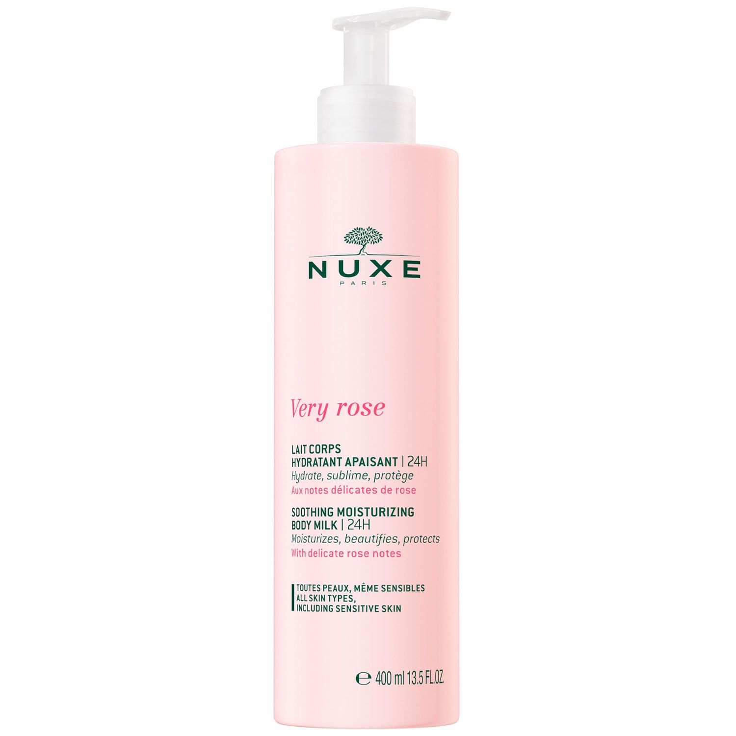 Nuxe Very Rose Soothing Moisturizing Body Lotion. 24-Hour Hydration, with Rose Oil Extract &amp; Shea Butter, 13.5 Fl Oz