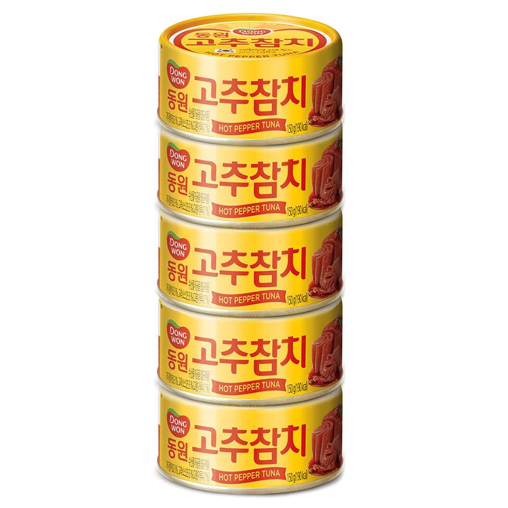 Dongwon Tuna Can With Hot Pepper Sauce, 3.5 Ounce100g x 5can - Korean Canned Tuna ????