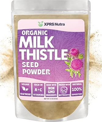 XPRS Nutra Organic Milk Thistle Seed Powder - Premium Milk Thistle Powder Rich in Silymarin and Antioxidants - Milk Thistle Seeds Support Liver Health - Vegan Friendly Milk Thistle Organic 4 Ounce