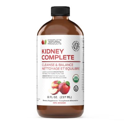 Complete Natural Products Kidney Complete - 8oz Organic Liquid for Kidney Support, Cleanse, and Detox with Apple Cider Vinegar, Lemon, &amp; Organic Chanca Piedra.