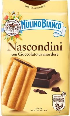 Mulino Bianco Nascondini 11.64oz 330g - Authentic Italian Biscuits with Hidden Chocolate Cream Filling - Perfect Snack or Coffee Companion - Made with Natural Ingredients and No Palm Oil