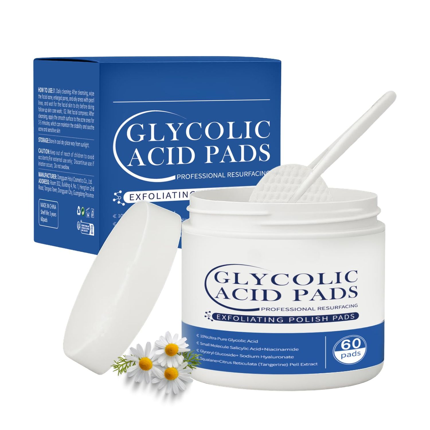 Glycolic Acid Resurfacing Pads 60 Count - 10 Ultra Pure Glycolic Acid 2 Salicylic Acid, Radiant Skin Renewal &amp; Brightening Peeling Pads for Face