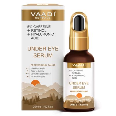 Vaadi Herbals Under Eye Serum with 5 Caffeine &amp; Retinol &amp; Hyaluronic Acid - 30ml