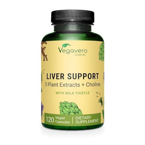 Vegavero Liver Support Milk Thistle Supplement 9000mg 120 Capsules Dandelion, Artichoke, Choline, Beetroot Liver Cleanse Detox &amp; Repair with 80 Silymarin NO Additive &amp; Vegan