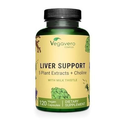 Vegavero Liver Support Milk Thistle Supplement 9000mg 120 Capsules Dandelion, Artichoke, Choline, Beetroot Liver Cleanse Detox &amp; Repair with 80 Silymarin NO Additive &amp; Vegan