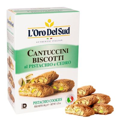 L&#39;Oro Del Sud Pistachio and Cedron Biscotti, Cantuccini d&#39;Abruzzo, Italian Cookies Madewith Real Quality Ingredients, 180 G, 6.3 oz. Gourmet Cookies