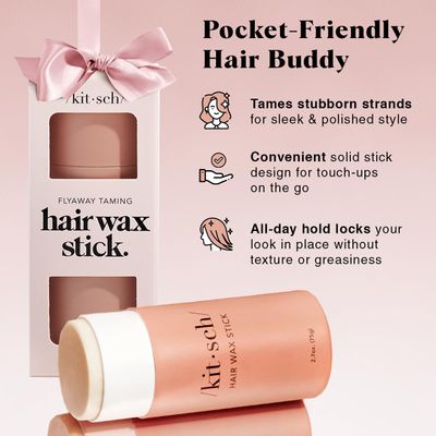 Kitsch Hair Wax Stick for Women &amp; Men - Hair Slick Back Stick, Anti-Frizz and Fly Away Hair Tamer, No Residue Hair Finishing Stick for Flyaways, All Day Hold Styling Product for Smoothing Hair Strands