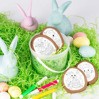 Easter Cookie Decorating Kit Bunny Eggs Basket Gift For Kids Activity 4 Jumbo Egg Coloring Cookies 3 Edible Markers Coloring Arts and Crafts