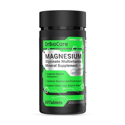 DrBioCare Energy Boost &amp; Magnesium Glycinate, Contains Vitamin D3, Vitamin C, Turmeric, Ashwagandha, Milk Thistle, Calcium &amp; Magnesium Supplement 120 Tablets