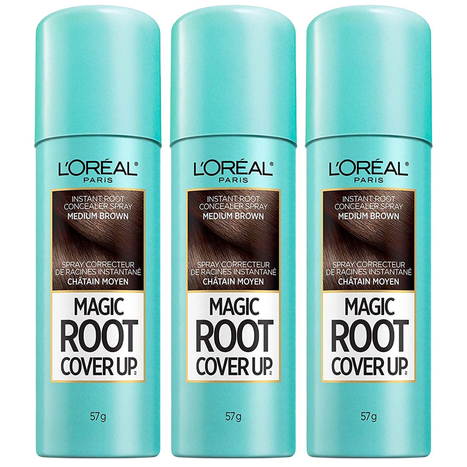 L&#39;Oreal Paris Root Cover Up Hair Color Touch Up Spray, Medium Brown, 2 Ounce Pack of 3