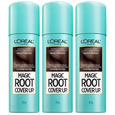 L&#39;Oreal Paris Root Cover Up Hair Color Touch Up Spray, Medium Brown, 2 Ounce Pack of 3