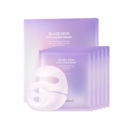 Cell Fusion C Glass Skin Collagen Mask, 1.23 oz. x 5 Sheets, Overnight Hydrogel Mask with Triple Collagen &amp; Niacinamide, Hydrating and Plumping, Korean Skincare