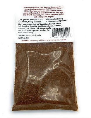 Olneyville N.Y. System Hot Wiener Sauce Spice Mix, packet makes 3 1 lb servings!
