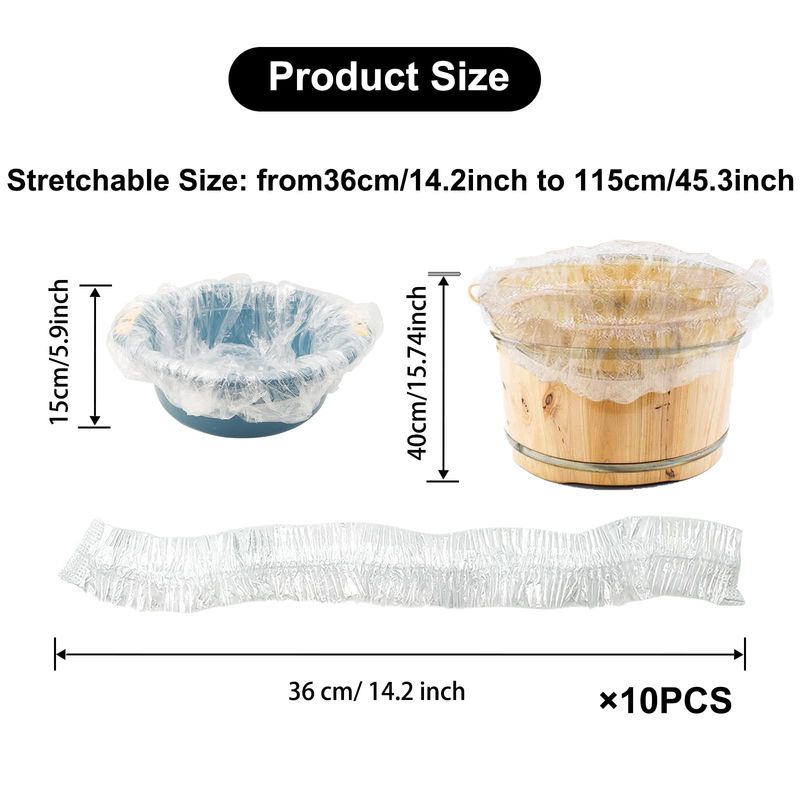 WOOPSOO Disposable Foot Tub Liner Disposable Clear Pedicure Spa Liners Plastic Pedicure Bowl Liners, Portable Thin Large for Foot Pedicure Spa Beauty Salon Hotel Home Use 10 Pcs