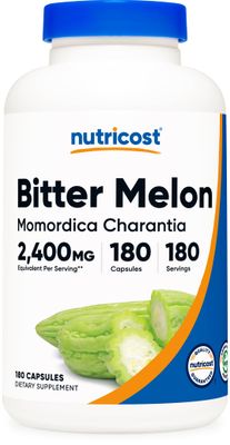 Nutricost Bitter Melon 600mg 2,400mg Equivalent, 180 Capsules - Gluten Free, Non-GMO