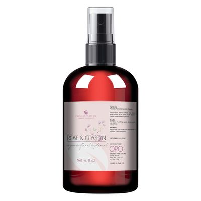 Rosewater Glycerin Mist Toner Bulk Spray Facial Body Floral Cleanser Pure Rose Hydrosol and Vegetable Glycerine Moisturizing Cleansing Toning Mix for Face Skin Hair Body 8 Ounces