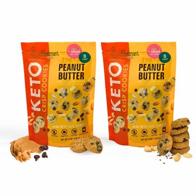 New Too Good Gourmet Low Carb Keto Snack 2 Pack Peanut Butter Flavor Sugar Free Cookies Perfectly Baked Gluten-Free Grain-Free Keto Cookies Zero Sugar Snacks