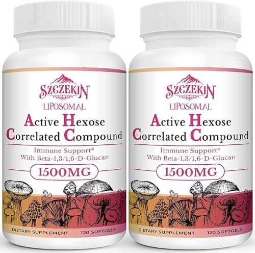 1500mg Liposomal Active Hexose Correlated Supplement,240 Soft Gels Beta-Glucans with Natural Mushroom Extract, Immune System, Liver Function, Maintain T-Cell &amp; Killer Cell Activity