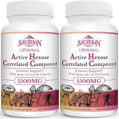1500mg Liposomal Active Hexose Correlated Supplement,240 Soft Gels Beta-Glucans with Natural Mushroom Extract, Immune System, Liver Function, Maintain T-Cell &amp; Killer Cell Activity