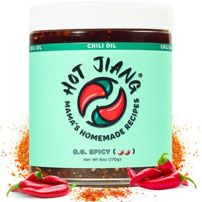 Hot Jiang Chili Crisp Oil - All Natural Vegan Chili Oil with Crunchy Garlic &amp; Black Peppers - Chinese Chili Crunch Sauce Condiment - O.G. Spicy Chili Sauce 6oz 1 Pack