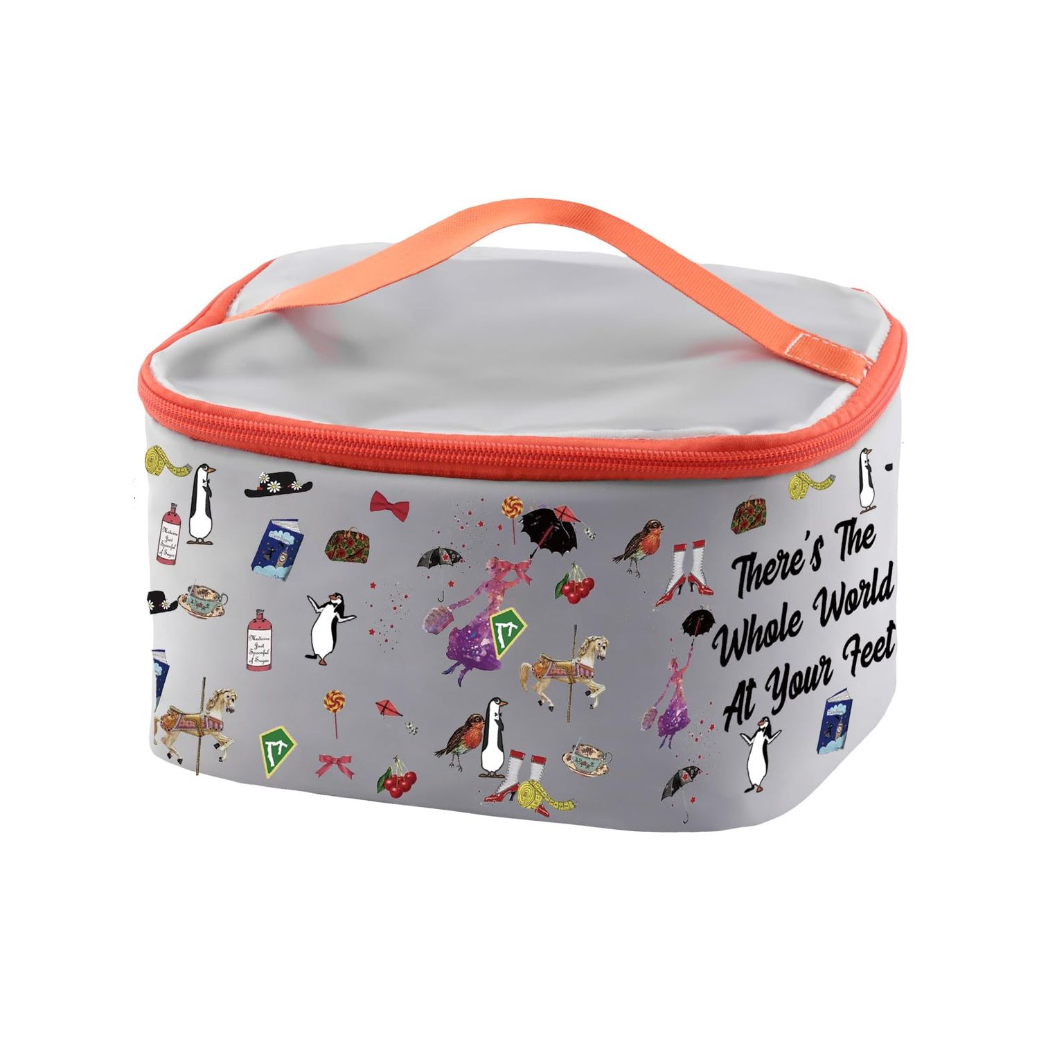 PXTIDY Marry Movie Cosmetic Case Mary Fans Gift Umbrella Fan Makeup Organizer Bag There&#39;s The Whole World At Your Feet