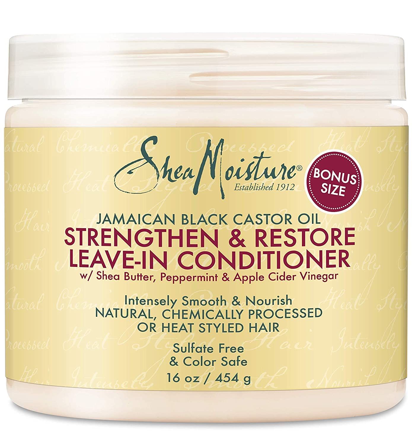 Shea Moisture Leave in Conditioner with Jamaican Black Castor Oil for Hair Growth, Strengthen &amp; Restore, Vitamin E, Curly Hair Products Safe for use on Hair Color, 15 Oz