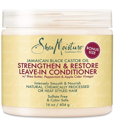 Shea Moisture Leave in Conditioner with Jamaican Black Castor Oil for Hair Growth, Strengthen &amp; Restore, Vitamin E, Curly Hair Products Safe for use on Hair Color, 15 Oz