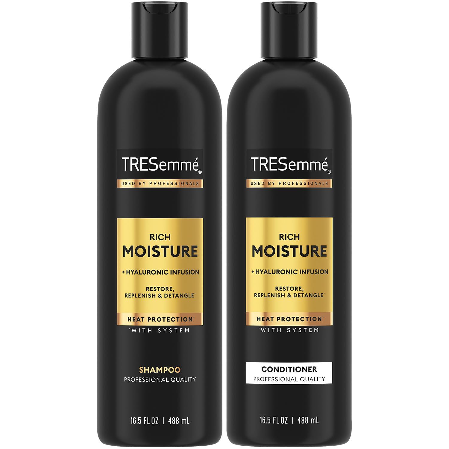 TRESemme Shampoo and Conditioner Set, Rich Moisture with Hyaluronic Acid - Vitamin-Enriched Hair Products for Dry Hair, Curly, All Hair Types, 16.5 Oz Ea