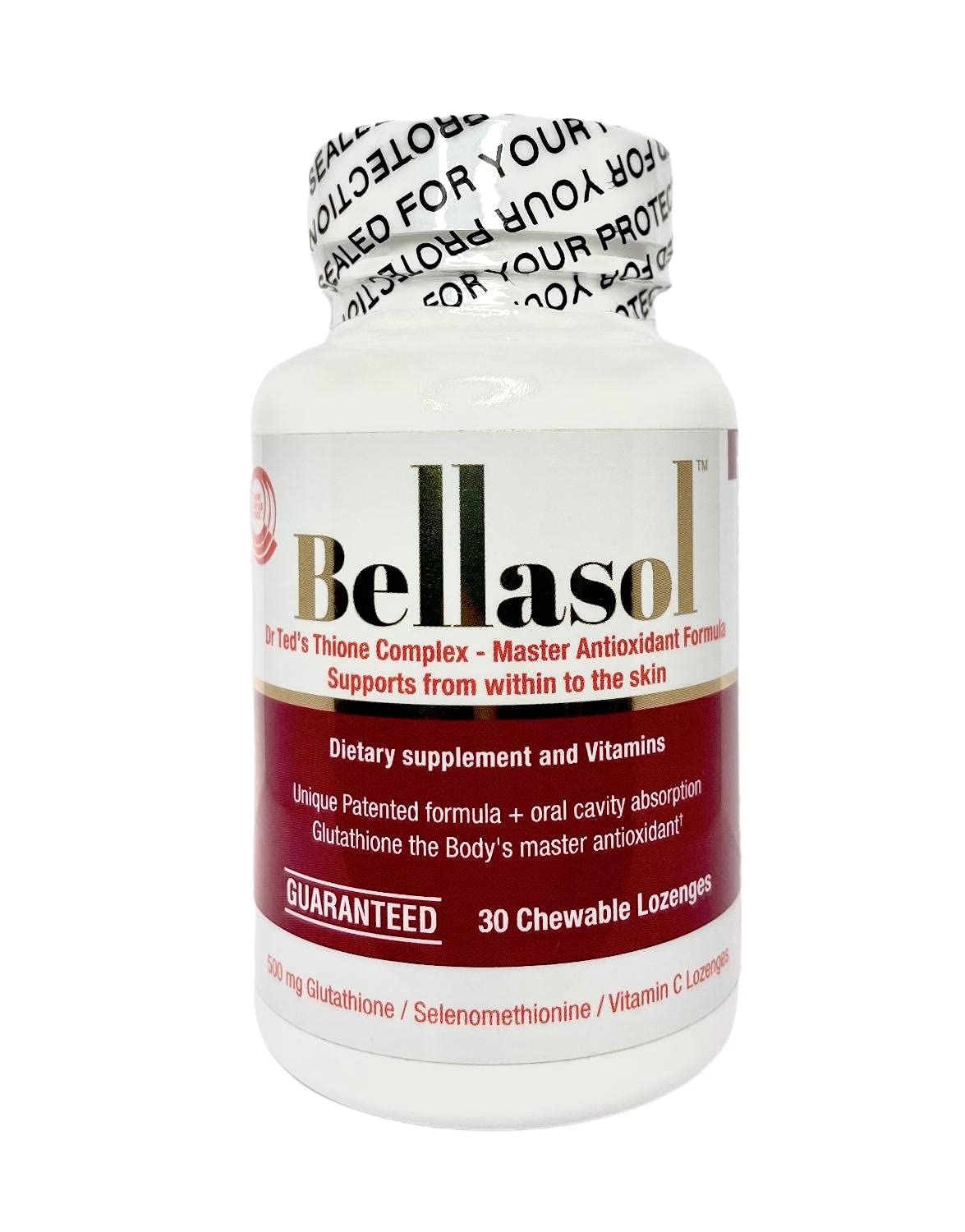 Bellasol First Glutathione Lozenges, Selenium, VIT C, D E and Grape Seed Dietary Supplement Helps Health &amp; Beauty, Boost Immunity, Supports Fatty Liver and Skin brightening