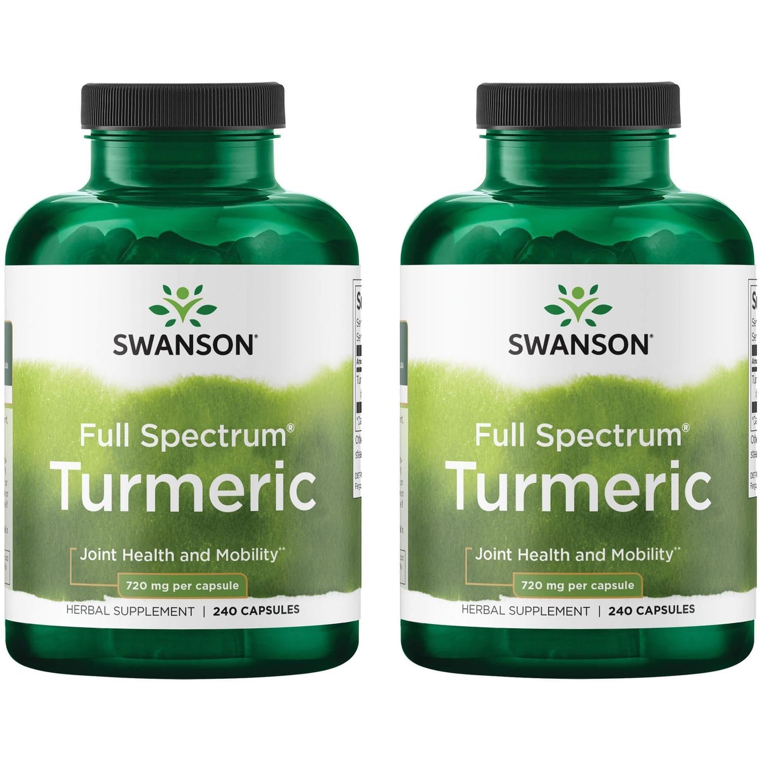 Swanson Full Spectrum Turmeric Curcumin - Joint Health, Digestion, Heart Health &amp; Liver Support Supplement - Curcuma Longa Formula Promoting Memory Support - 240 Capsules 2 Pack