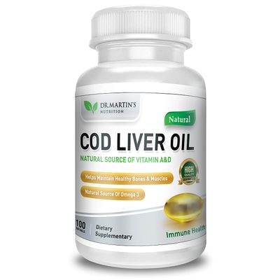 Burpless COD Liver Oil 100 Softgels Natural Source of Omega 3 Fatty Acids EPA &amp; DHA Vitamin A &amp; D Support Brain, Heart, Eye &amp; Immune Health For Joints, Bones &amp; Muscles Supplement No AfterTaste