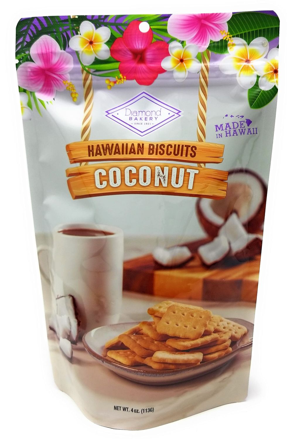 Diamond Bakery Hawaiian Biscuit CookiesCoconut 4 oz 113g Resealable Pouch