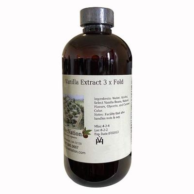 3X Natural Bourbon Vanilla Flavor - Triple Strength Vanilla for Baking - Cooking - Ice Cream - Frosting - Non-GMO - Gluten Free - Kosher - Vegan - 16 ounces