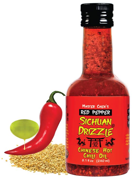 Sichuan Drizzle Chinese Chili Oil - Condiment &amp; Ingredient, Premium EVOO, Toasted Sesame Oil and Hot Chili Flakes. Rice &amp; Noodles&#39; Condiment, Soups&#39; Drizzle, Vegan, Gluten-Free &amp; Paleo.
