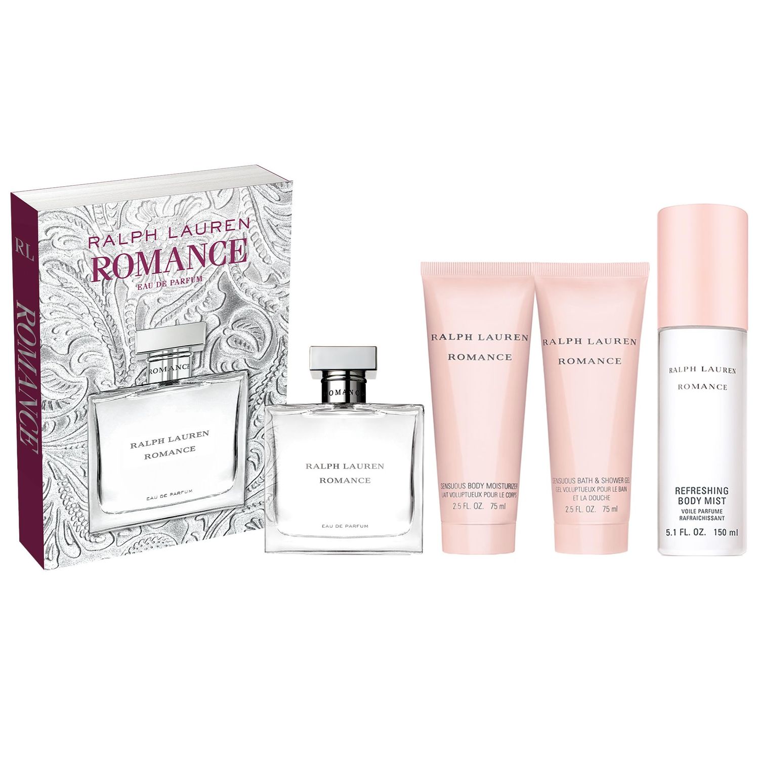 RALPH LAUREN FRAGRANCES Romance - Women&#39;s Perfume Gift Set - Floral &amp; Woody - With Rose, Jasmine, and Berries - Full Size Fragrance, 3.4 Fl Oz, Shower Gel &amp; Body Lotion, 2.5 Fl Oz Each, &amp; Body Mist...